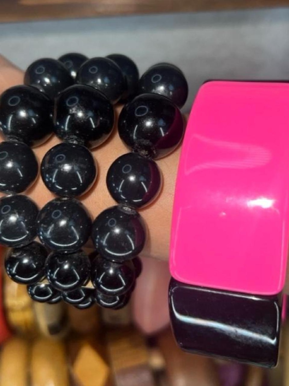 Chunky bracelet bangle stack of two